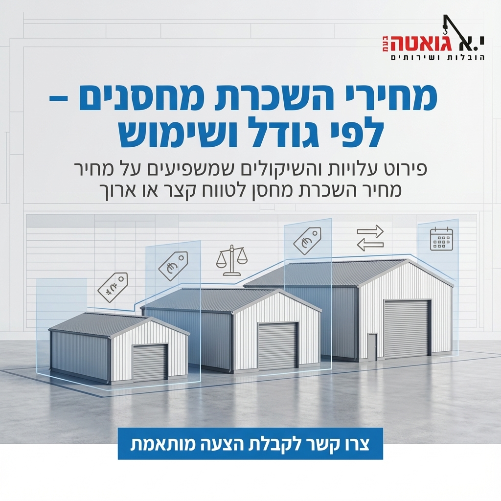 מחירי השכרת מחסנים לפי גודל ושימוש - פירוט עלויות השכרה באתר שלנו יא גואטה